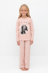 пижама  для девочки  К 1623/дымчатая роза,двойная клетка