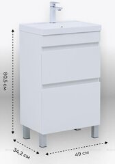 Aquanet 345793 Тумба с раковиной Нота new 50 напольная 2 ящ. цв.белый глянец (345793) фото