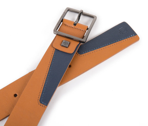 Ремень мужской Piquadro Hakone CU4987S104/CUBL жёлтый/синий, кожа натуральная