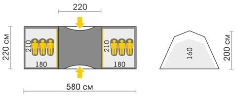 Картинка палатка кемпинговая Talberg Base 6 светлый - 5