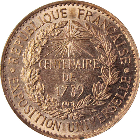 Памятная медаль (жетон) к 100-летию международной выставки 1789 года. Франция. XF