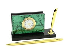 Письменный набор из малахита 127*45*87 мм.