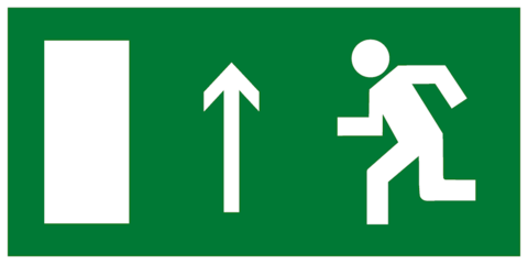 Эвакуационный знак Е12 - Направление к эвакуационному выходу прямо (левосторонний)