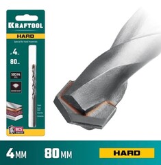 KRAFTOOL Hard, 4 х 80 мм, тв.сплав ВС5, сверло специальное по твёрдым материалам (29177-080-4)