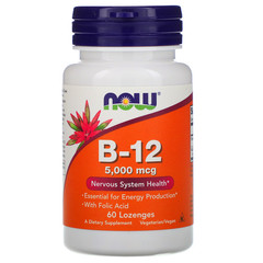 Now Foods, B12, 5000 мкг, 60 пастилок