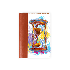 Обложка на паспорт комбинированная "Песочные часы", рыжая