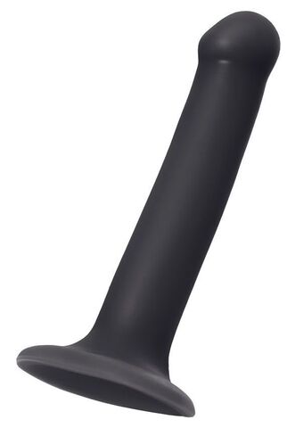 Черный фаллос на присоске Silicone Bendable Dildo M - 18 см. - Strap-on-me 6013144