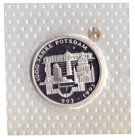 10 марок 1993 год (F) 1000 лет городу Потсдам, Германия. PROOF в родной запайке