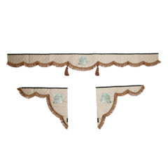 Ламбрекен с косынками универсальные стеганые Волк (экокожа, бежевый, коричневые кисточки)