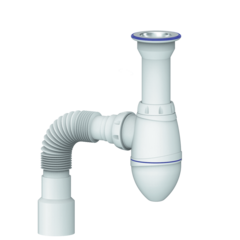 Сифон UNICORN для умывальника, литой выпуск 1 1/2 (Ø40), гофра Ø40xØ40/50 A120