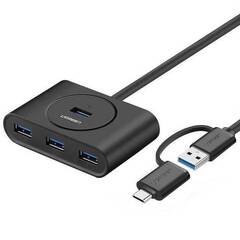 USB-хаб UGREEN USB 3.0 Hub with USB-C Port, 1 м, черный CR113