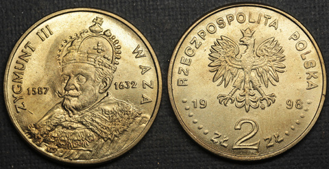 Жетон 2 злотых 1998 года Польша Польские Короли - Сигизмунд III Ваза (1587-1632) копия монеты Копия