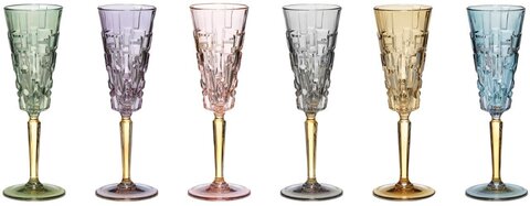 Набор фужеров для шампанского 6шт 22.5см Cre Art Square Flut