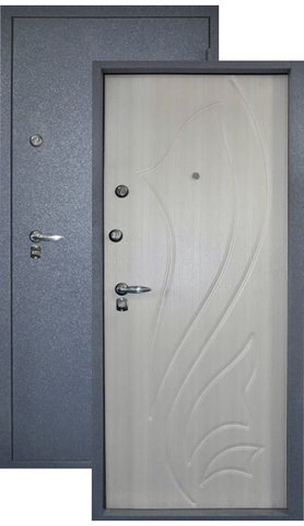 Входная металлическая дверь Бизон 06 (серебро антик+беленый дуб)  Бизон из стали 1,5 мм с 2 замками
