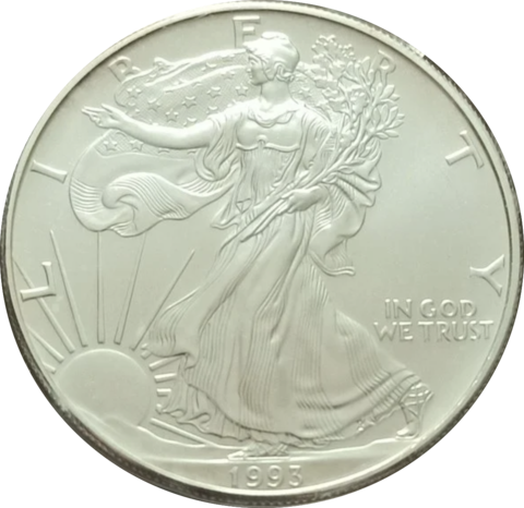 1 Доллар 1993 Шагающая СВОБОДА США Унция СЕРЕБРО