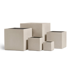 Кашпо TREEZ Effectory - Beton - Куб - Белый песок