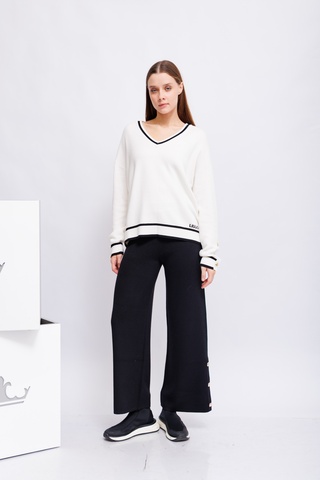 Liu Jo Пуловер из вискозы с шелком с контрастной отделкой