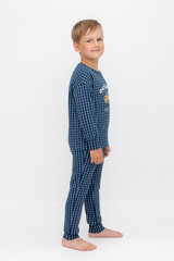 пижама  для мальчика  К 1581/синий джинс,маленькая клетка
