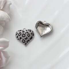 Подвеска с Сердце с фактурной эмалью, 22*22 мм, родий, П830