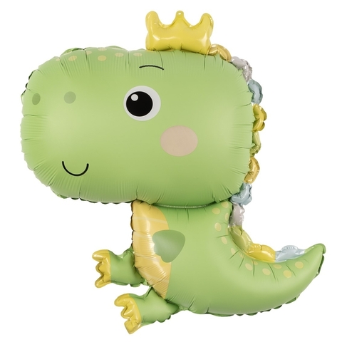 Воздушный шар фигура Динозаврик светло-зеленый сатин, 79 см