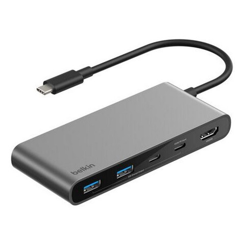 Хаб USB-C Belkin 7-в-1 100W, серый космос