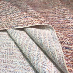 Ткань твид летний коралловый в полоску 3016