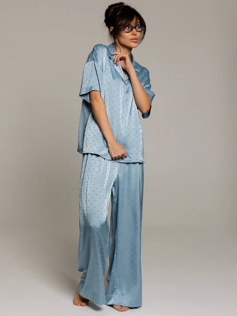 Домашняя одежда ZEPHYR HOME Голубой Сердечки (штаны)