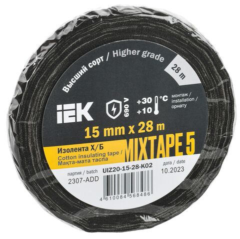 MIXTAPE PLUS Изолента Х/Б 15мм 28м IEK