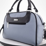 Сумка Саломея 269 гладкий серо-голубой + черный