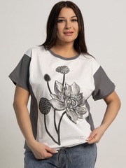 Блуза Нимфея (бело-серая) Б15609-18М LT Collection