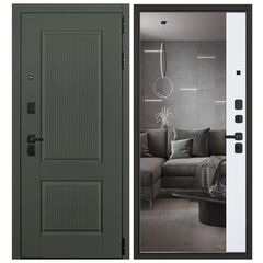 Купить Входная дверь Сканди силк олива ПВХ белый матовый с зеркалом