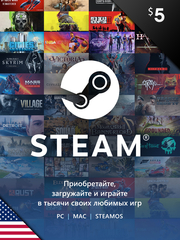 Карта оплаты Steam 5 USD USA [Цифровая версия] (для ПК, цифровой код доступа)
