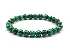 Браслет из малахита шарик 7 мм, 17 см.
