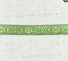 Тесьма жаккард, ш. 2 см, зелёный с золотом