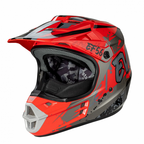 Шлем (кроссовый) Starks EF5 Base MX Красный/Серый глянец ABC M