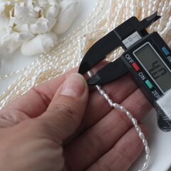 Жемчуг натуральный речной, рис, 3,9-4,5 мм, 1 нить, Ж016