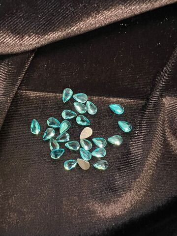 Стеклянные стразы  (5,5*8мм) 25шт, цвет бирюзовый