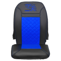 Чехлы Scania 5 серия Высокое и низкое сиденье (экокожа, черный, синяя вставка)