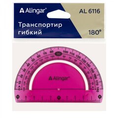 Транспортир Alingar, 180 градусов, пластиковый, гибкий, цвета ассорти, пакет ПВХ с европодвесом