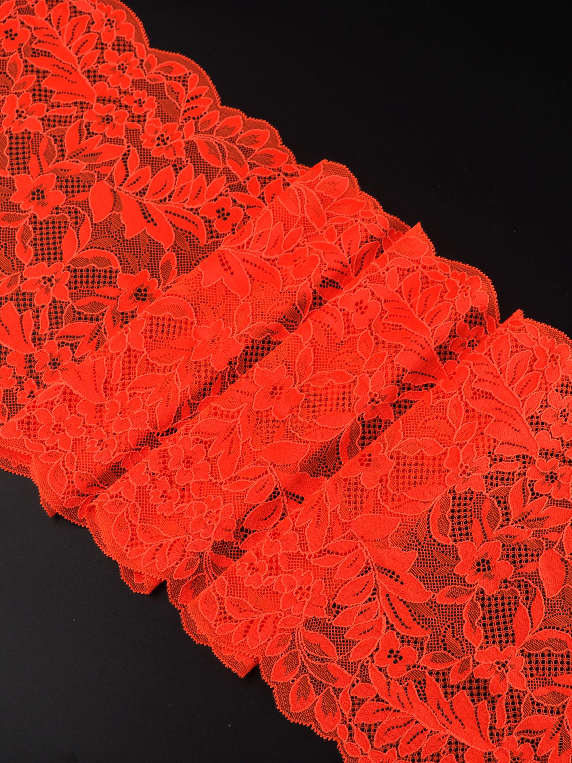 Эластичное кружево оранжевое неоновое ширина 22 см