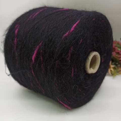 Кид мохер арт Galles фабрика Ilaria 1000м/100гр Черный с ярко розовым 11