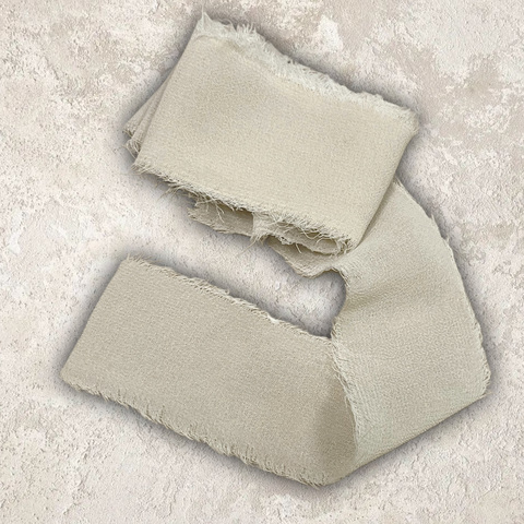 Шифоновая , шебби лента , 4см ширина , цвет молочный, 1м