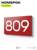 Номер на дверь 809, табличка на дверь для офиса, квартиры, кабинета, аудитории, склада, красная 120х70 мм, Айдентика Технолоджи