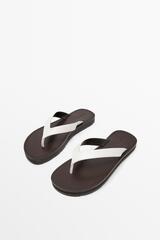 Massimo Dutti Кожаные сандалии с разделителем для пальцев, белый