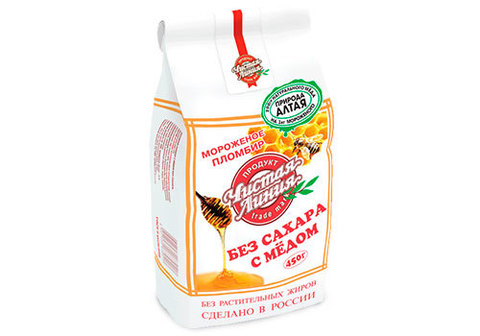 Мороженое "Мёд" пломбир без сахара, 450г