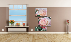 Модульная картина "Пионы акварелью"