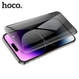 Защитное стекло 3D на весь экран Privace HOCO A12 Pro усиленные края для iPhone 14 Pro Max / 15 Plus (Антишпион) (Черная рамка)