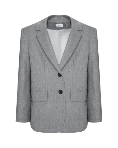 Жакет однобортный из шерсти серый меланж