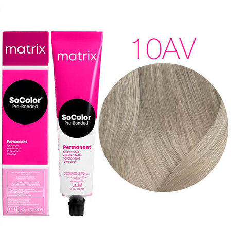 Matrix SoColor Pre-Bonded 10AV очень-очень светлый блондин пепельно-перламутровый, стойкая крем-краска для волос с бондером