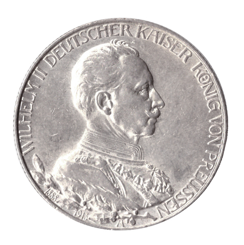 2 марки 1913 год 25 лет правления Вильгельма II, Германия-Пруссия. XF-AU